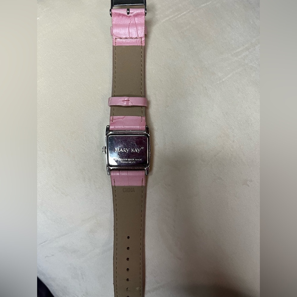 Mary Kay Silver Dial Watch with Pink and Tan Strap - Picture 5 of 7